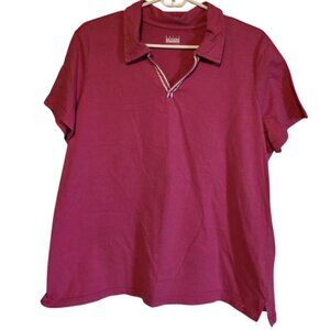 Basic Editions Short Sleeve Pink Polo Style Shirt